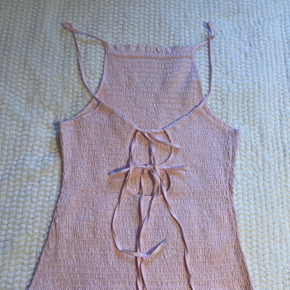 Free People | Lyla Smocked Open Back Strappy Mini Dress in Pink Chalk | NWT - Picture 10 of 16